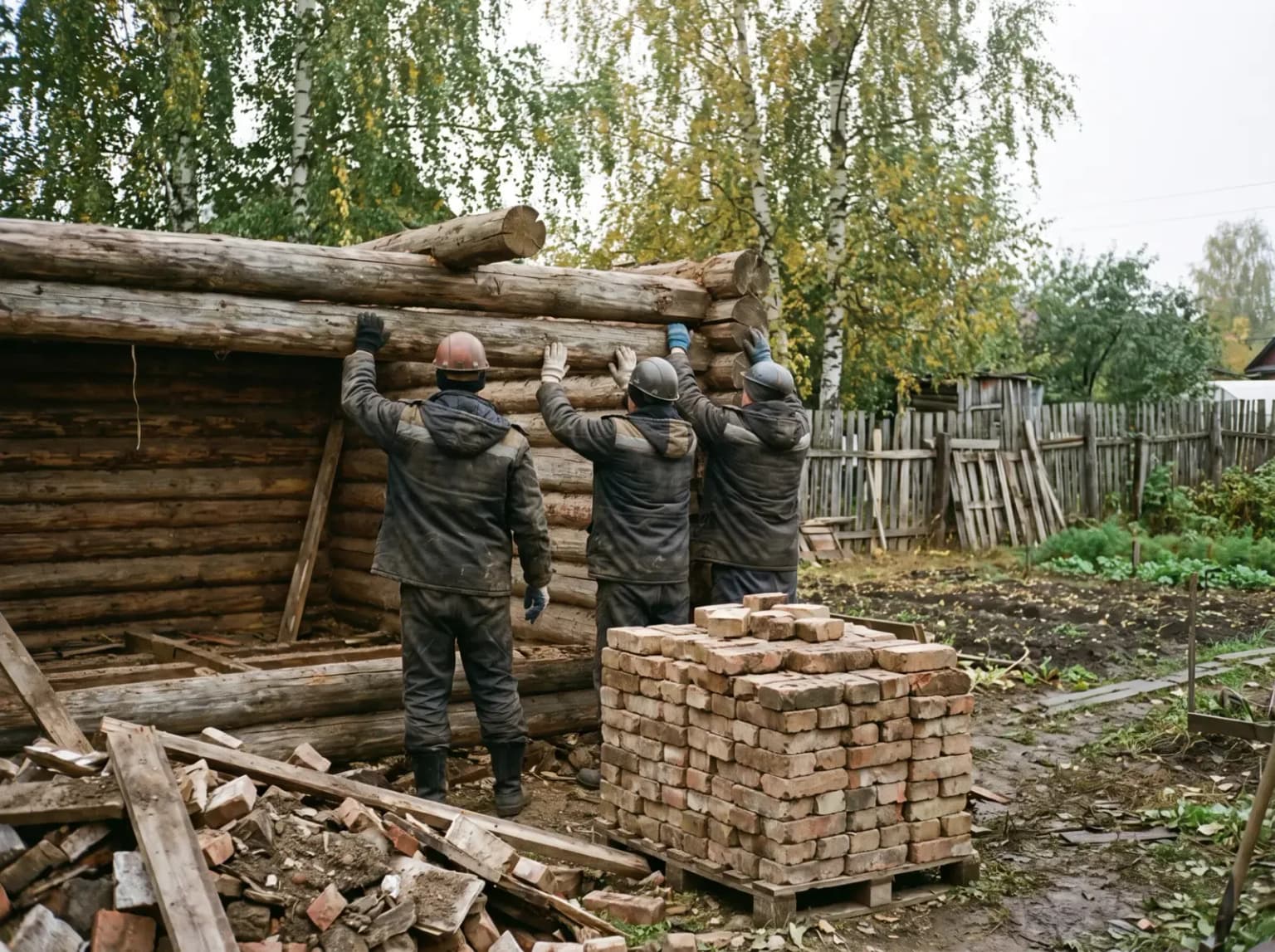 Разбор сруба с сортировкой материалов