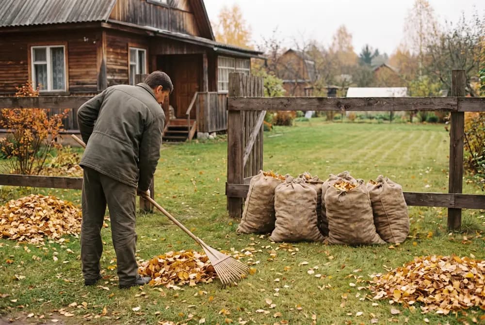 Садовый мусор в мешках